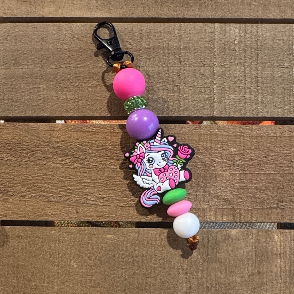 Colorful Unicorn Keychain with Beads